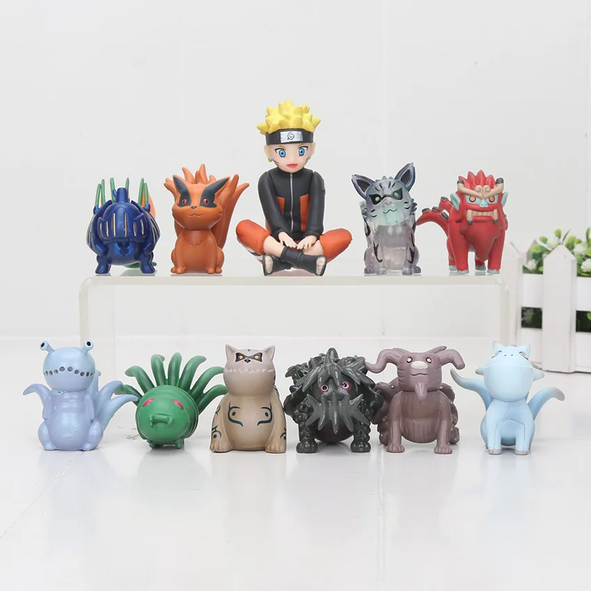

11pcs/lot Naruto Uzumaki Tailed Beasts Shukaku Gyuki Kurama Isobu Son Goku Kokuo Saiken Chomei Shinju Action figure toys