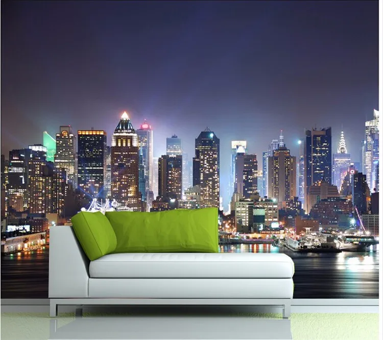 

Manhattan 3d papel de paede, New York City large mural wallpaper night background scenery TV sofa bed paper parede