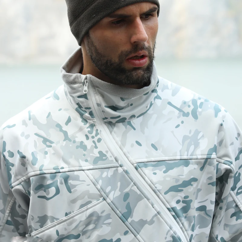 

2019 NEW Alpine fleece softshell jacket tactical Multicam hoody jacket Spring warm slide zipper jacket Mens Camouflage Jacket