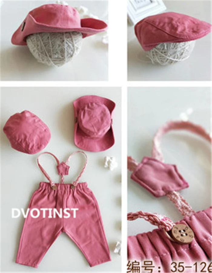 Dvotinst/реквизит для новорожденных; брюки на подтяжках для маленьких мальчиков+ 2 шляпы; комплект джентльмена из 3 предметов; костюм; одежда для студийной фотосессии - Цвет: 35 126