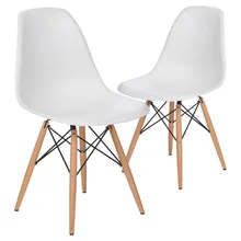 Модный современный дизайн обеденный стул со спинкой с деревянными ножками/пластиковый классический Лофт стул для кафе/набор мебели для столовой Chair-2PCS
