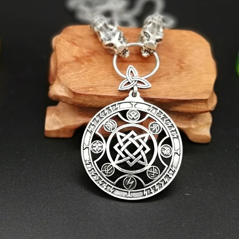 

Slavic Amulet Pendant Luen Rune Round Luen Amulet Pendant Wolf Head Necklace Jewelry1pc drop shiping
