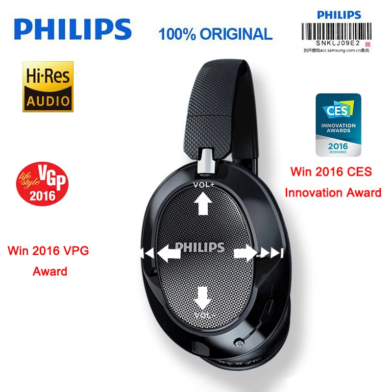 Philips SHB9850 активные Беспроводные наушники с шумоподавлением литий полимерный