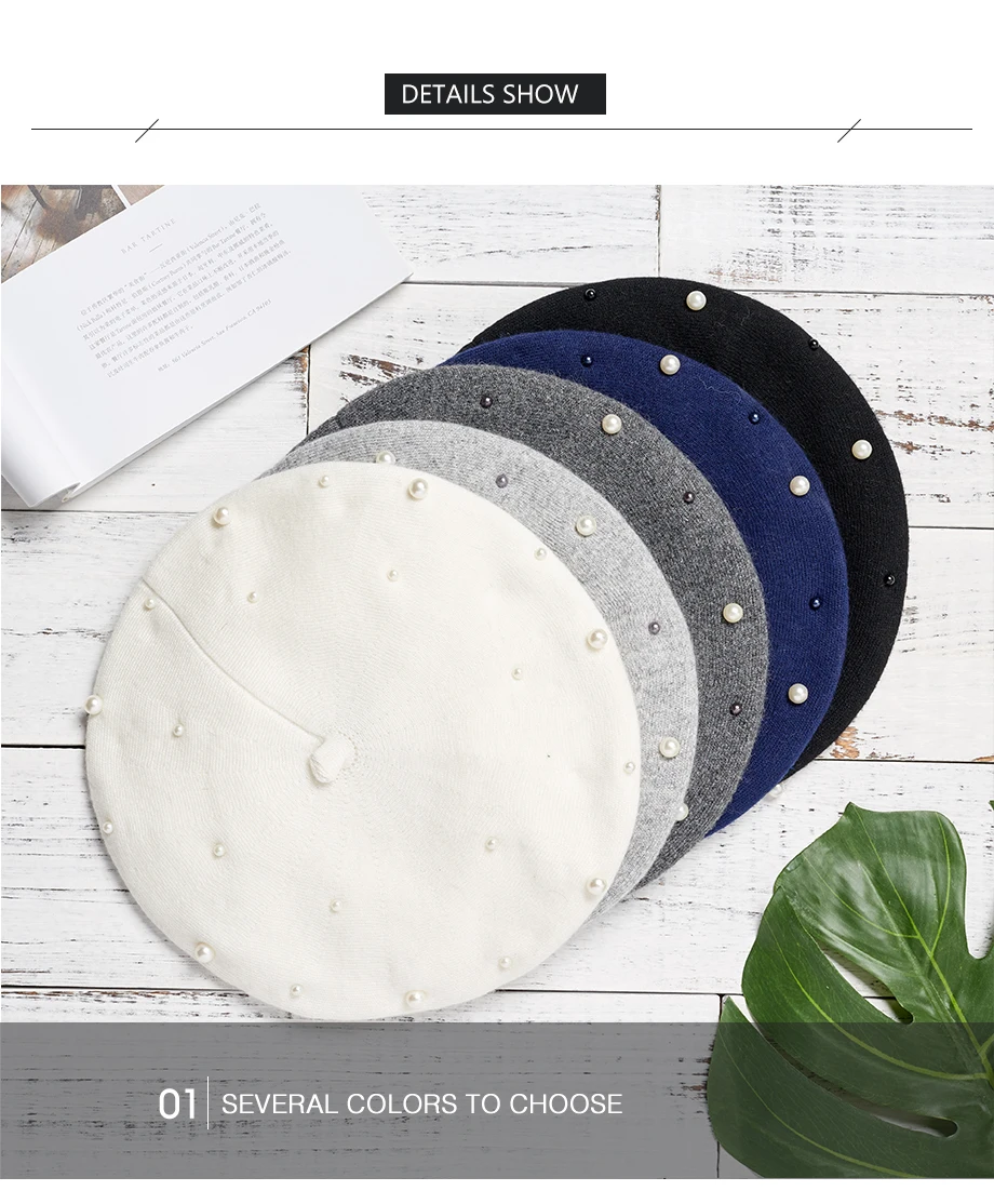 MOSNOW 2018 Women Berets Hat Female Pearl Decoration Brand High Quality Caps Fashion Accessory Winter Hats New Headwear Beret2 (18)
