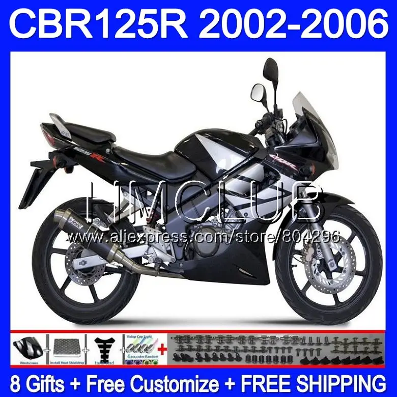 

Body Black silver+Tank For HONDA 125CC CBR125RR CBR125R 02 03 04 05 06 75HM18 CBR-125R CBR 125R 2002 2003 2004 2005 2006 Fairing
