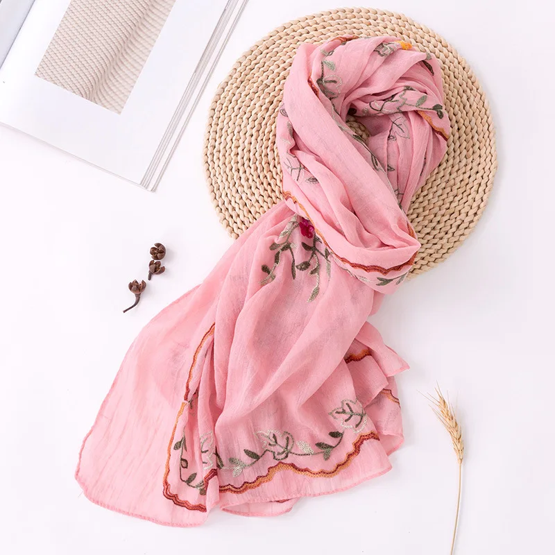 2018 новый Этнический цветочный цветок вышивка шарф и шаль женские мягкие