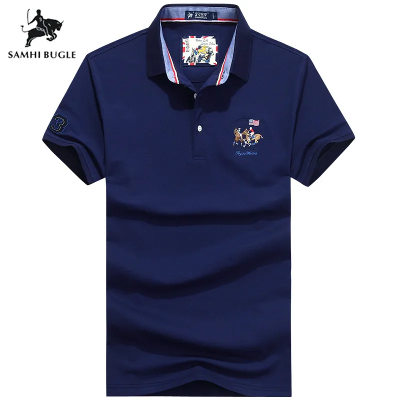 

Top quality 2019 Fashion Summer Short sleeve Polo Shirt Men Cotton 3D Embroidery Lapel Polos Casual Slim Mens Tops