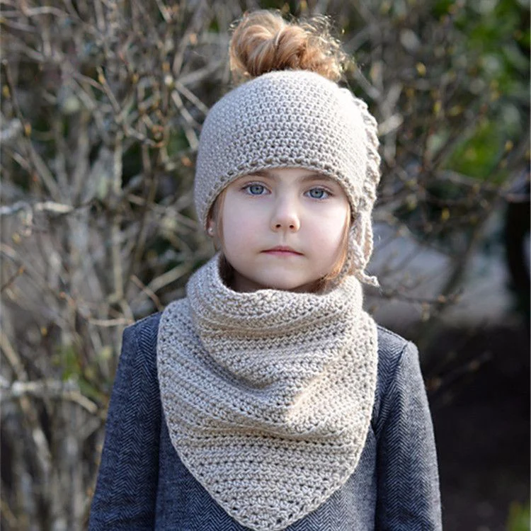 Модный детский вязаный шарф и шапка комплект роскошные зимний теплый вязанный шапки и шарфы с шапочкой для мальчиков и девочек