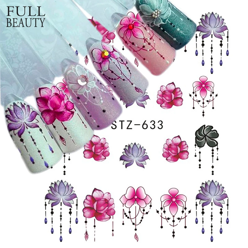 

Fulll Beauty 1pcs Gradient Light Purple Rose Flower Slider Nail Decals for Watermark Manicure Polish Nail Sticker CHSTZ633-650