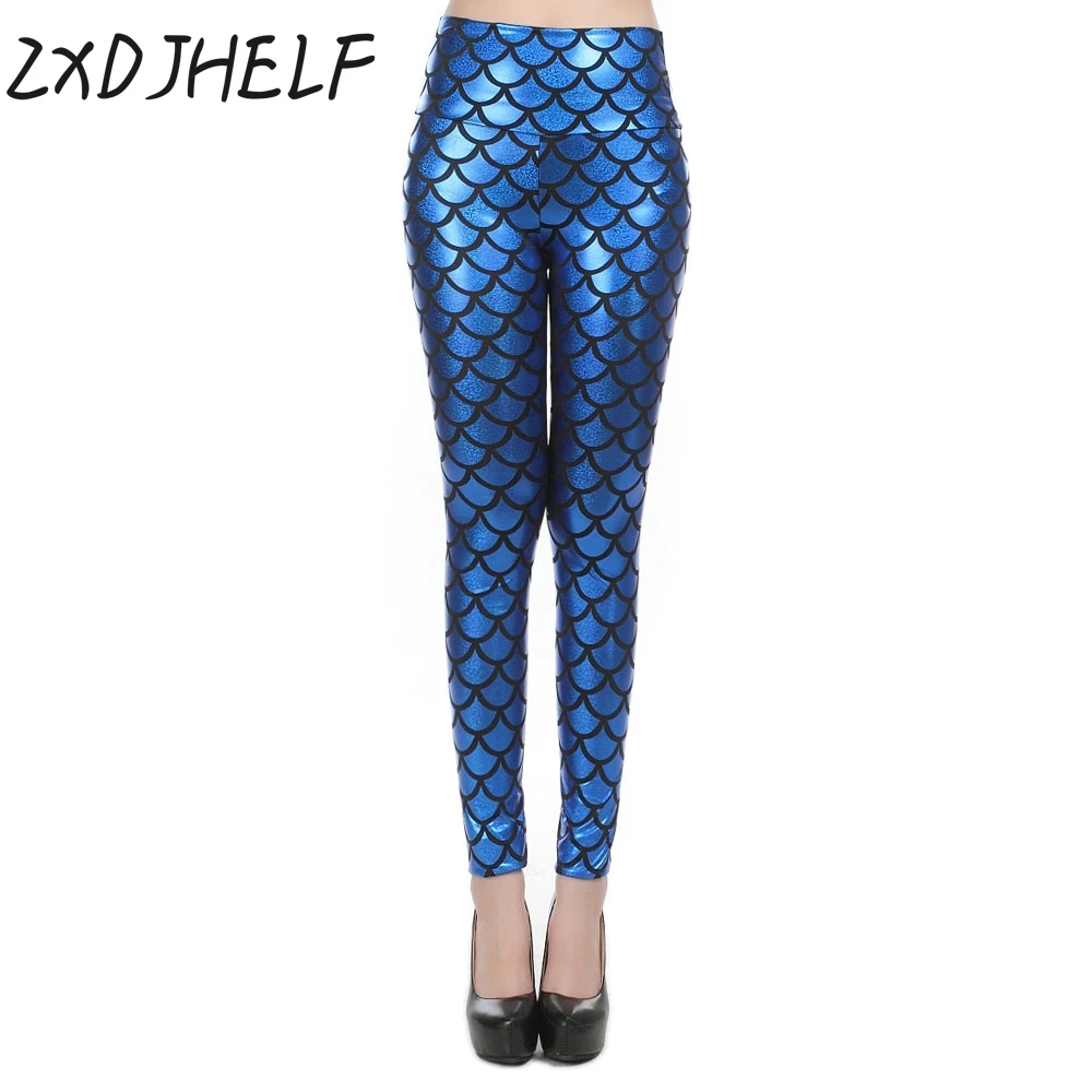 

ZXDJHELF 2018 New Top Sale Sexy Black Milk Digital Print Leggings Women Mermaid Fish Scale Leggins C015