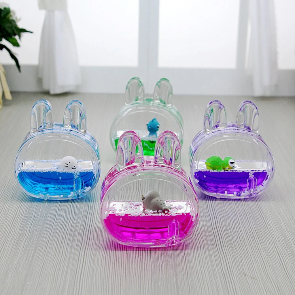 Сенсорная игрушка для релаксации, держатель ручки в форме кролика Liquid Motion Bubbler Toy (случайный цвет)