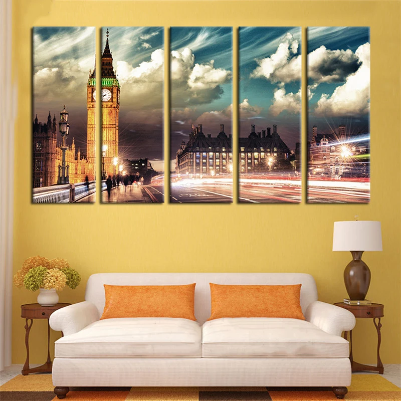 Grande-Arte-Da-Parede-Imagem-C-pia-Da-Lona-Cityscape-Skyline-Preto-Branco-Big-Ben-Londres (1)