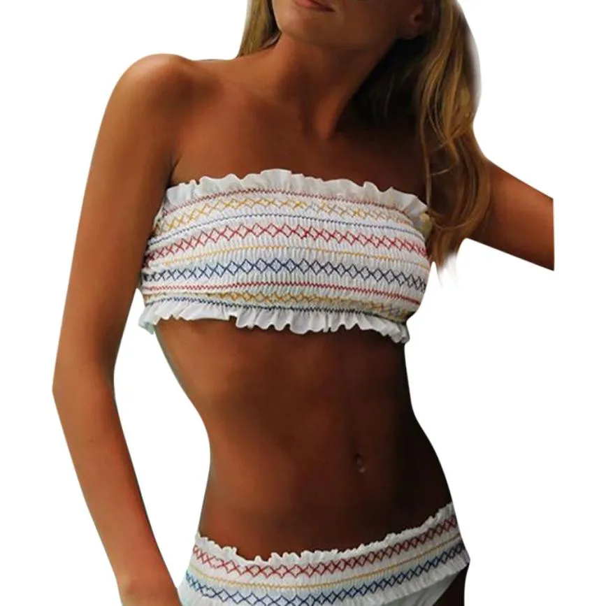

Women Brazilian Bikini Sexy Striped Printed Headband Bikinis Set Ruched Swimsuit Ruffles Swimwear 2018 Bathing Suit Biquini