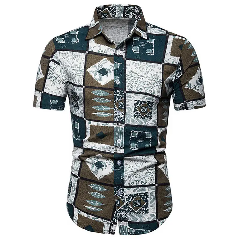 Модная Мужская льняная рубашка приталенная Мужская гавайская рубашка с коротким рукавом больших размеров M-5XL 26 цветов