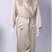 Мужская шелковая Тяжелая шелковая пижама с длинным рукавом халат длинный шелковый халат одежда из шелка(домашняя мебель большой код 1-12