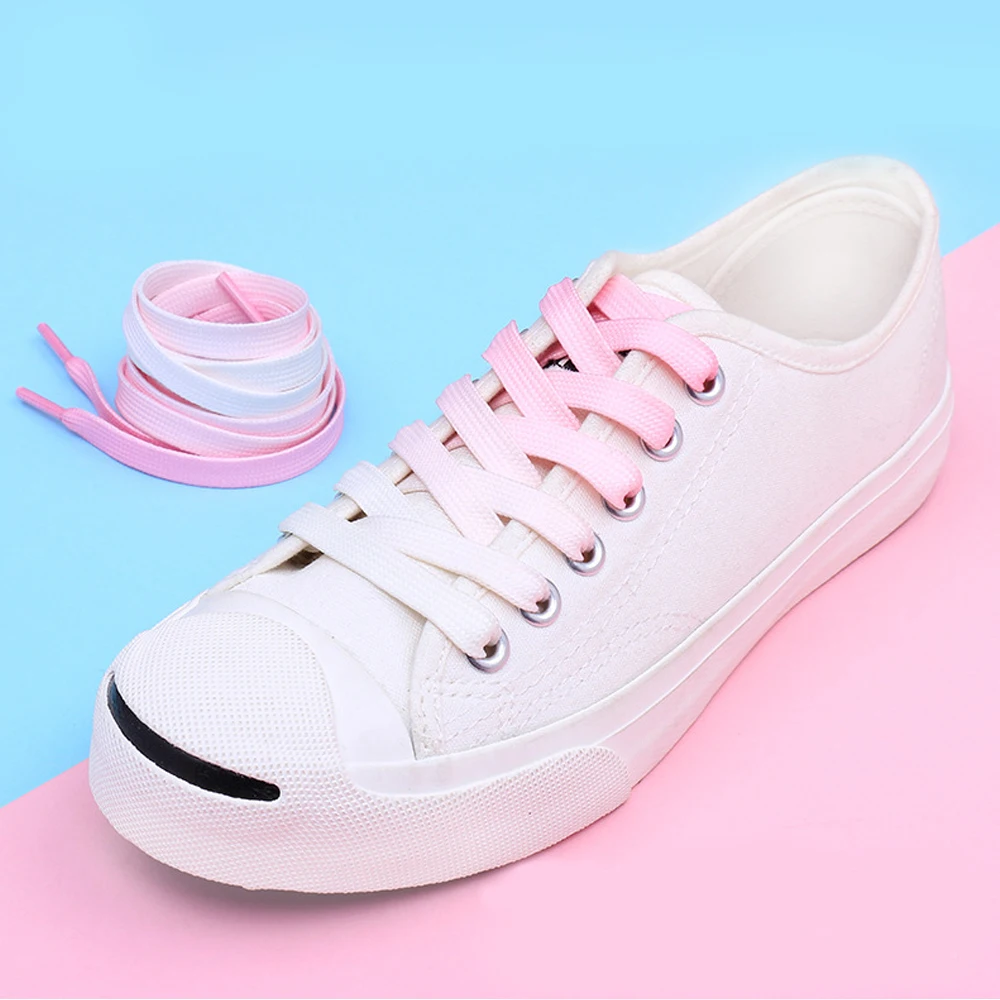 

1 Pair Colorful Shoelaces Candy Gradient Party Camping Boots Shoe Laces Canvas Strings Camping Silk Shoelace 110CM Length