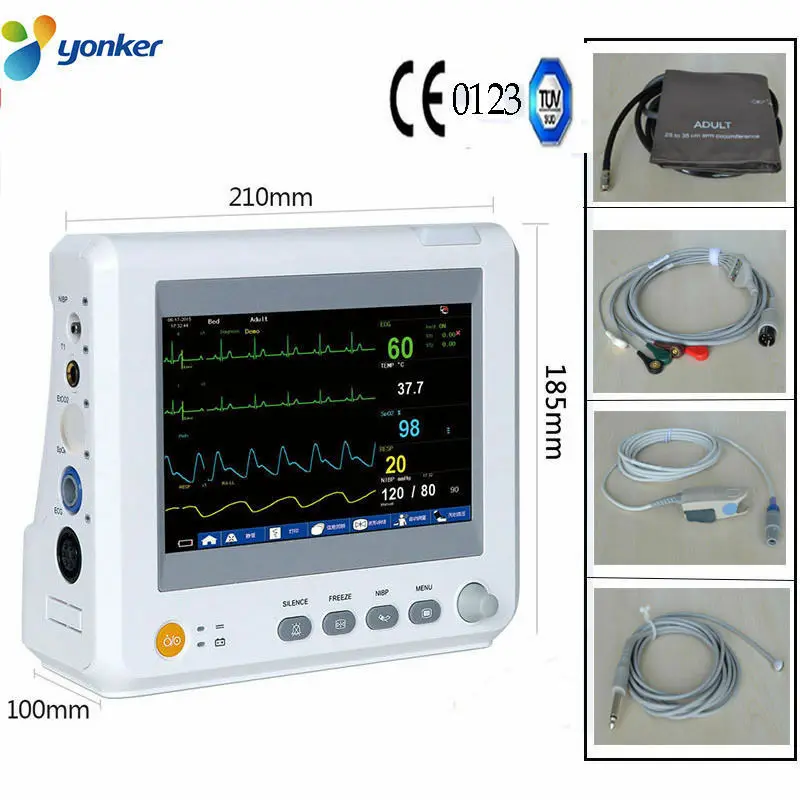 

7 inch 6 Parameters Patient Monitor NIBP,Spo2, PR,ECG,RESP,TEMP ICU/CCU Multi-parameters Patient Monitor