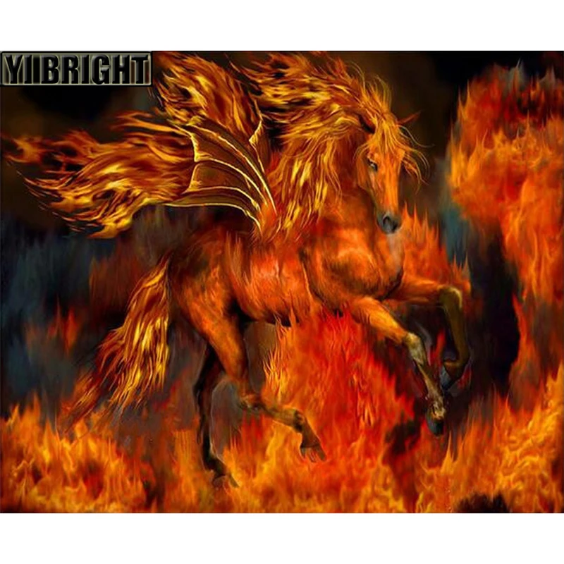 

YI BRIGHT DIY 3D Diamond Embroidery,Cross Stitch,Painting "Fantasy Burning Horse",Full Diamond Painting,Home Decoration,GT
