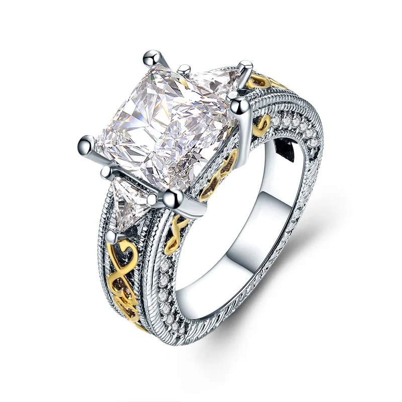Tocean, розовое золото, красивые, милые, свадебные кольца для женщин, квадратный AAA циркон, обручение, мода, Bijoux Bague, размеры 5-10, H436 - Цвет основного камня: msr825
