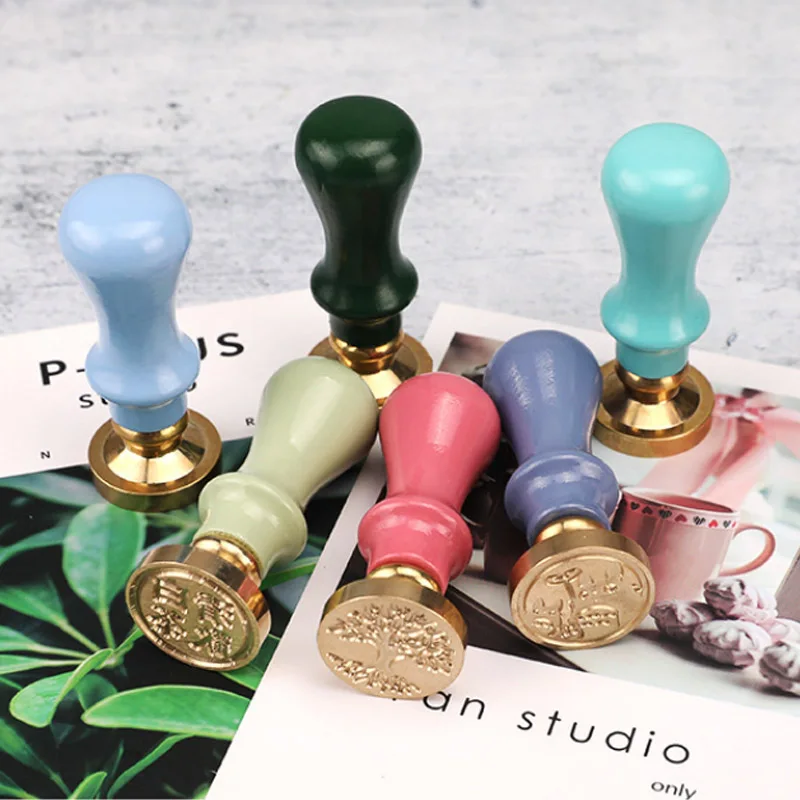 Diy Seal Tool Wax Seal Stamp Accessories Wood Handle Retro Portable Just Handles Macaron Color Mini 1Pc