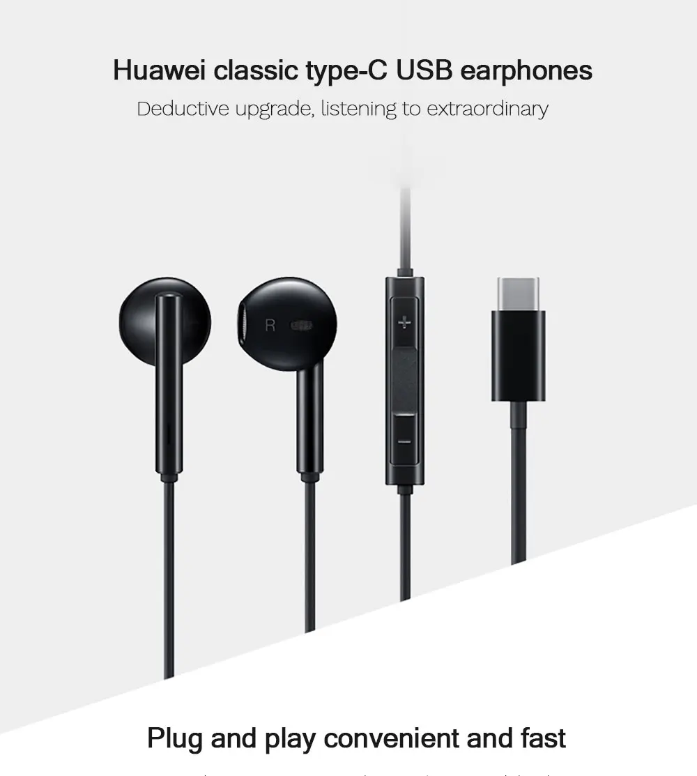 HUAWEI Оригинал CM33 наушники usb type-C в ухо Hearphone гарнитура микрофон объем HUAWEI mate 10pro 20 X RS P20 Pro Note 10