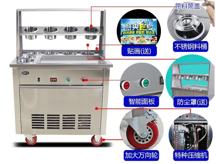 Новая CE одобренная Жареная Машина льда, 220 V 1600 W жарить жаровня-плита машина, с одним квадратным противнем аппарат для изготовления роллов мороженого