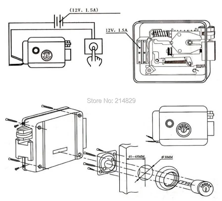 LPSECURITY DC12V металлический водонепроницаемый Электрический замок контроля доступа Дверные замки защита от кражи железные ворота Электрический замок