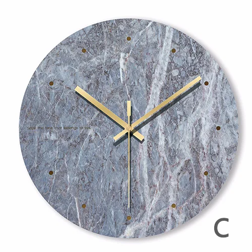 12 дюймов круглые Настенные часы простые декоративные скандинавские Современные Мраморные часы настенные часы для гостиной кухни офиса спальни - Цвет: Зеленый