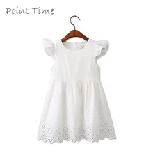 Хлопковые кружевные платья для маленьких девочек; летний белый кружевной Детский костюм с рюшами на рукавах; милое Открытое платье принцессы для малышей
