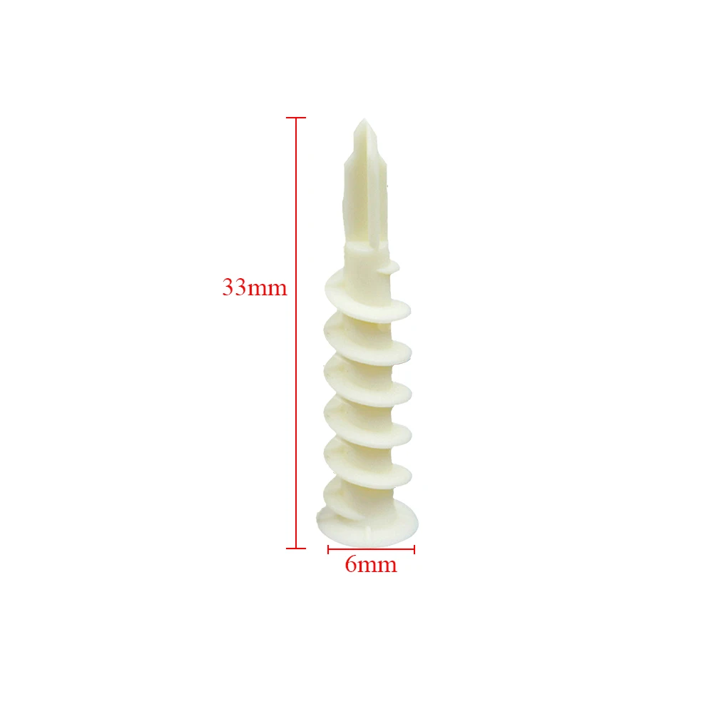 100Pcs Mini Home Accessories Wall Drywall Expansion Tube Ribbed Nylon Tool Plasterboard Hardware Plumbing 6x33mm Curtain