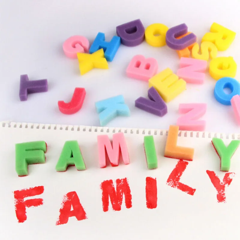 

26Pcs Baby Drawing Toys Sponge ABC Letter Ink Pad Stamps Toys Set Children Graffiti Tool DIY Painting Creativity Education Toy