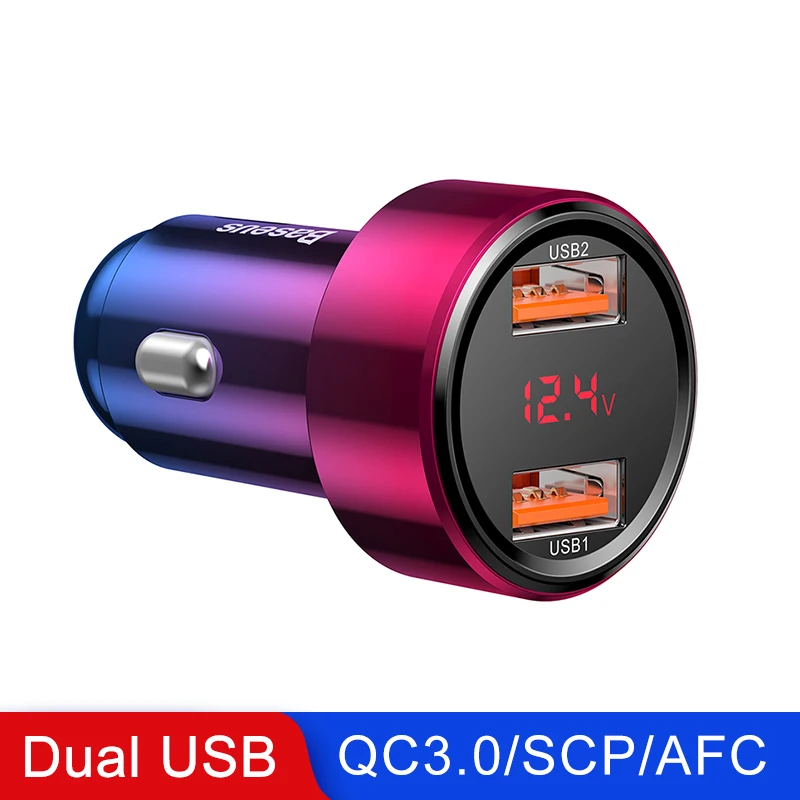 RED Dual USB Baseus 45 Вт Быстрая зарядка 4,0 3,0 USB Автомобильное зарядное устройство для Xiaomi Mi huawei Supercharge SCP QC4.0 QC3.0 быстрая PD USB C автомобильное зарядное устройство для телефона - Тип штекера: RED Dual USB