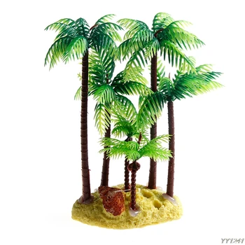 

New Plastic Coconut Tree Aquarium Palm Plants Ornament decoration for Fish Tank