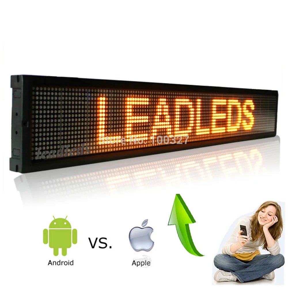 

Yellow 12V 24V 110-220V ios And Android Wifi Remote Programmable Advertising LED Display Board for Car bus truck shop Busines