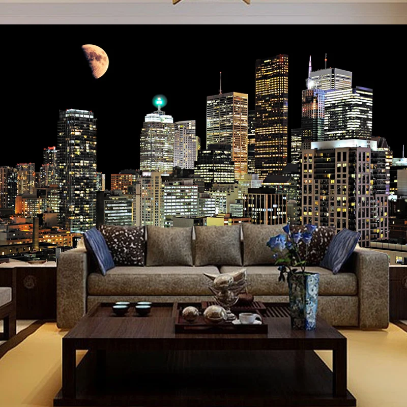 Beibehang wohnzimmer TV hintergrundbild schlafzimmer city night 3D