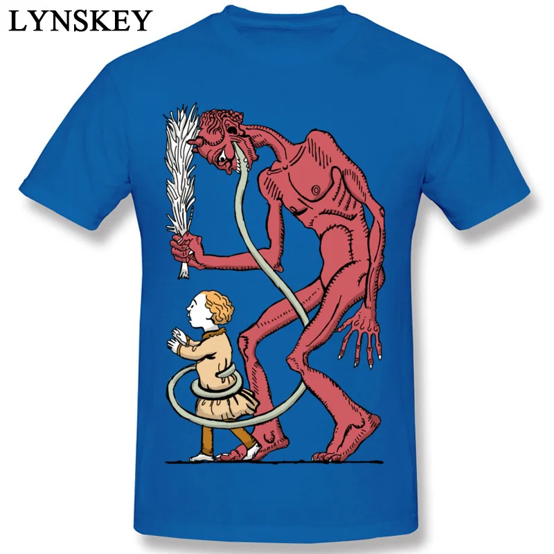 Fitted Leisure T-shirts Summer/Fall All Cotton Crew Neck Tops T Shirt Short Sleeve Street krampus Tee Shirt Top Quality blue