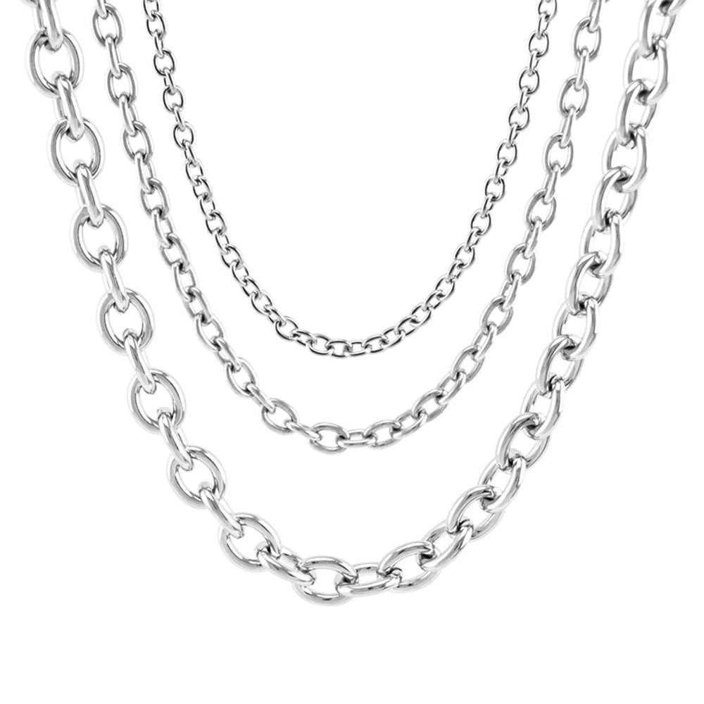 

Sell in Meter Gold Color Stainless Steel 4/6/8mm Big Rolo Chain Necklace Punk Style Strong Man Chain