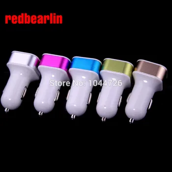 

Redbearlin 2.1A+1A Dual usb ports Aluminum Alloy metal Car Charger Adapter for iphone 4 5 6 6s for samsung htc mp3