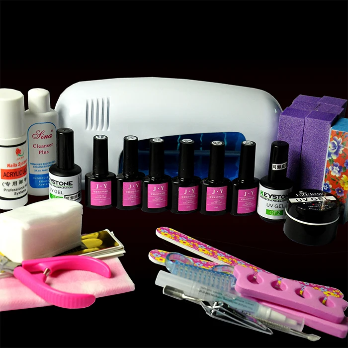 Pro 9W UV GEL White Lamp Nail Kit Polish Manicure Kit Set Tools With 6