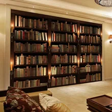 3d настенные фрески обои книжный шкаф книги книжная полка фото настенные фрески обои украшение дома