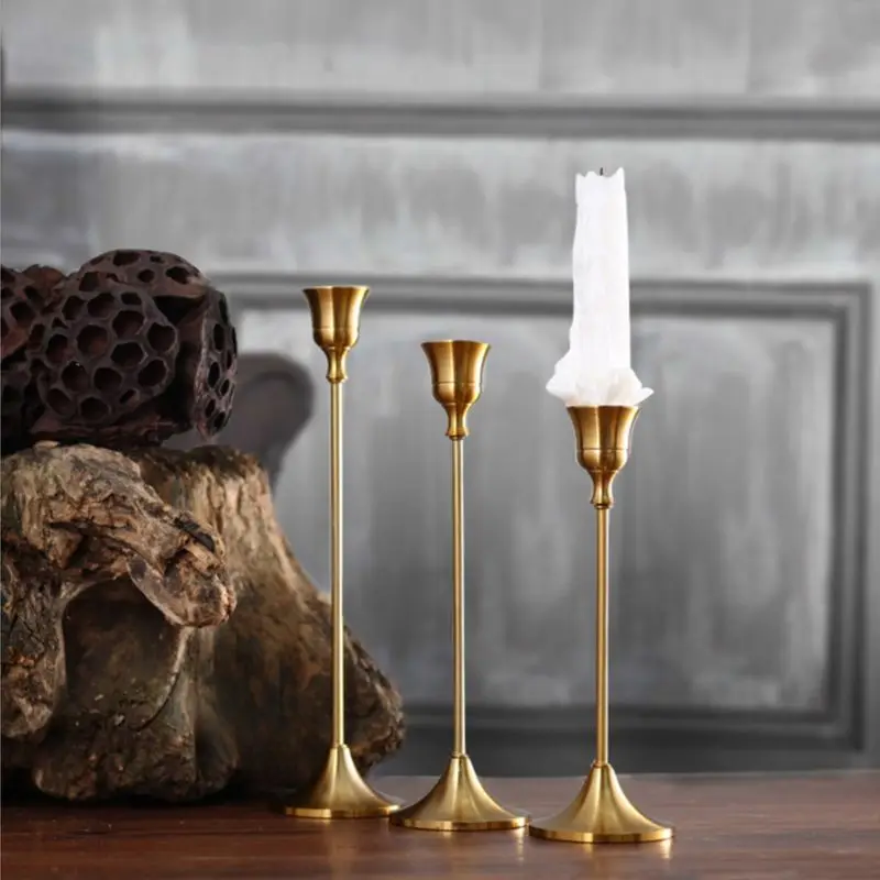 European Style Metal Candle Holder Simple Golden Home Decor Candlestick