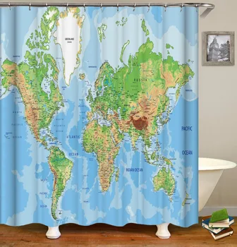 

OLOEY Map Funny Shower Curtains Waterproof Polyester Curtains for Bathrroom 3D Print Customized Bath Screen High Quality