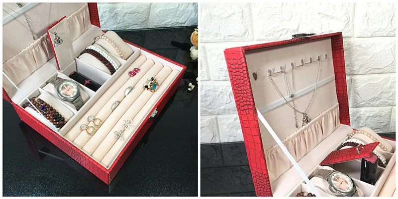 Ящерица узор искусственная кожа шкатулка принцесса коробка для хранения ювелирных изделий высокое качество 4 цвета шкатулка для ювелирных изделий Подарочная коробка для женщин