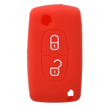 

2 Button Remote Key Case Holder Protect Cover For Peugeot 206 207 307 308 Silicone Red