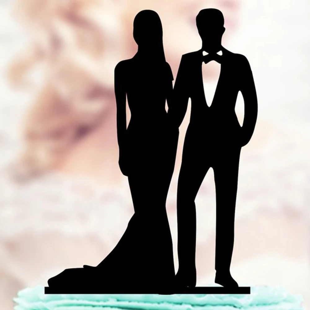 Bride and Groom Silhouette Cake Topper , Couple Cake Topper For wedding