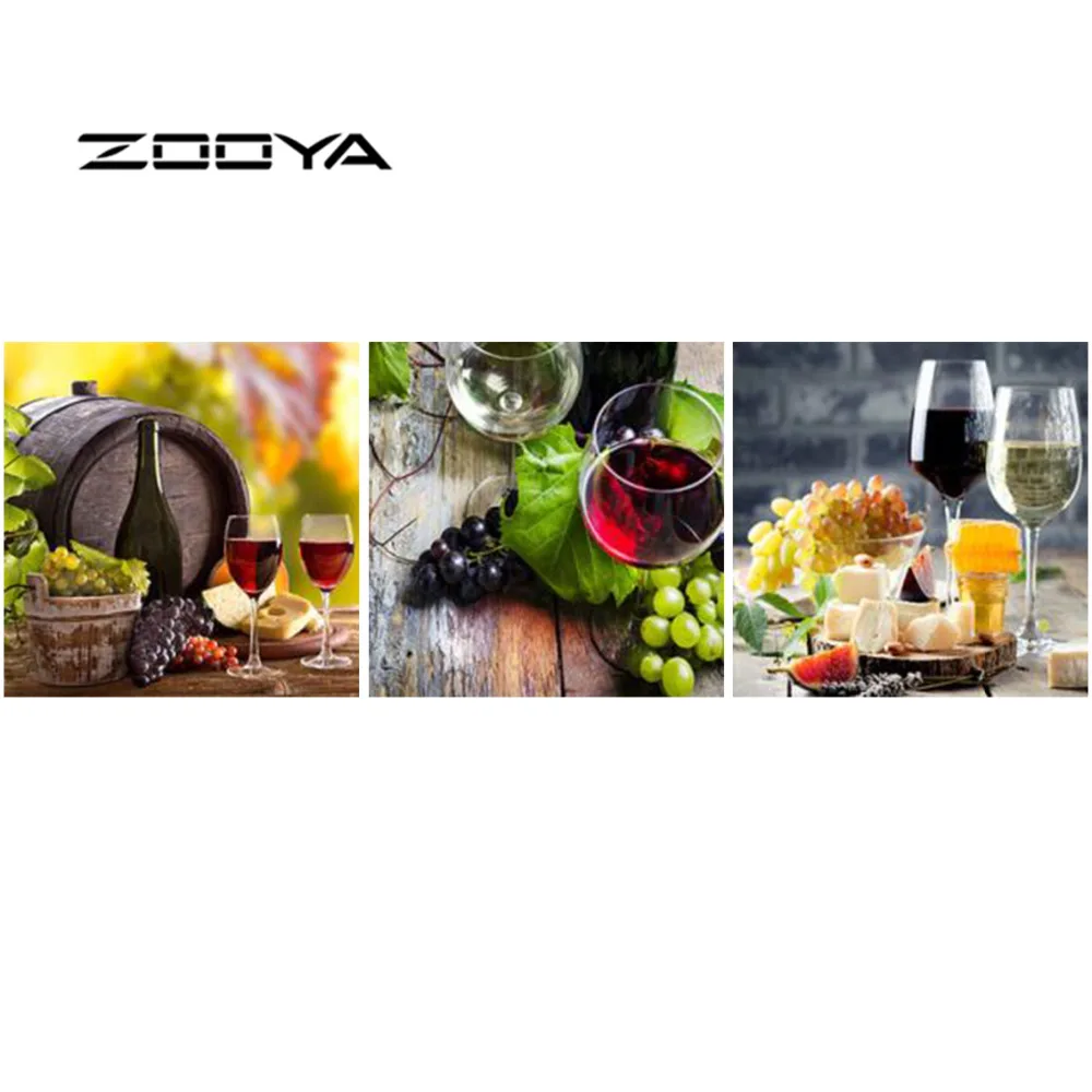 

ZOOYA DIY Full Diamond Embroidery Painting Cross Stitch Triptych Paintings Fantasy Grape Red Wine Painting By Numbers Gift RF879