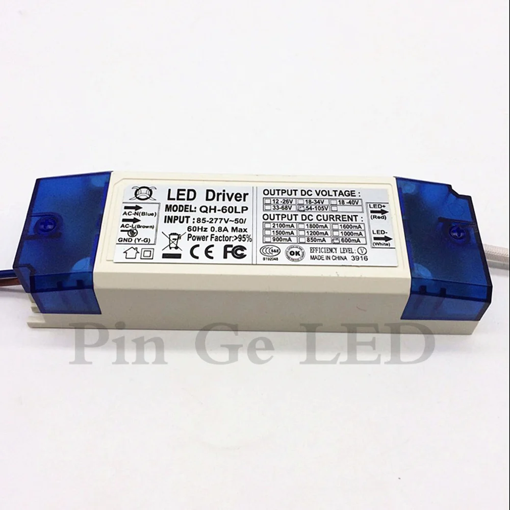 5 Pieces 40W 50W 60W LED Driver 18-30x3W 600mA DC54-105V High Power  Powr Supply For 3W Chip 5 pieces 40w 50w 60w led driver 18 30x3w 600ma dc54 105v high power powr supply for 3w chip