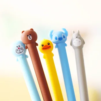 

New 0.5mm black Kawaii Cartoon Totoro Gel pens Cute Creative Stationery For Students japanese School Supplies Doraemon pens