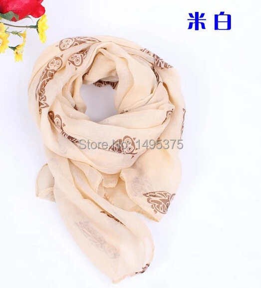 

120pcs/lot Fashion Women's Owl Bird Print Scarf Shawl Muslim Voile Wrap Infinity Scarfs