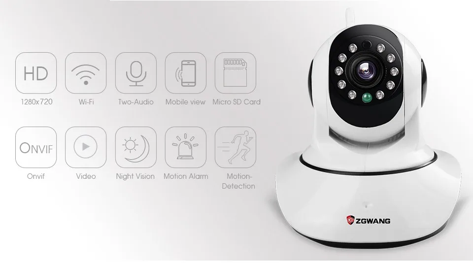 ZGWANG X6 беспроводная IP камера, 720P, сеть CCTV, камера Onvif P2P, WiFi, камера наблюдения, ночная съемка, с IR-Cut фильтром